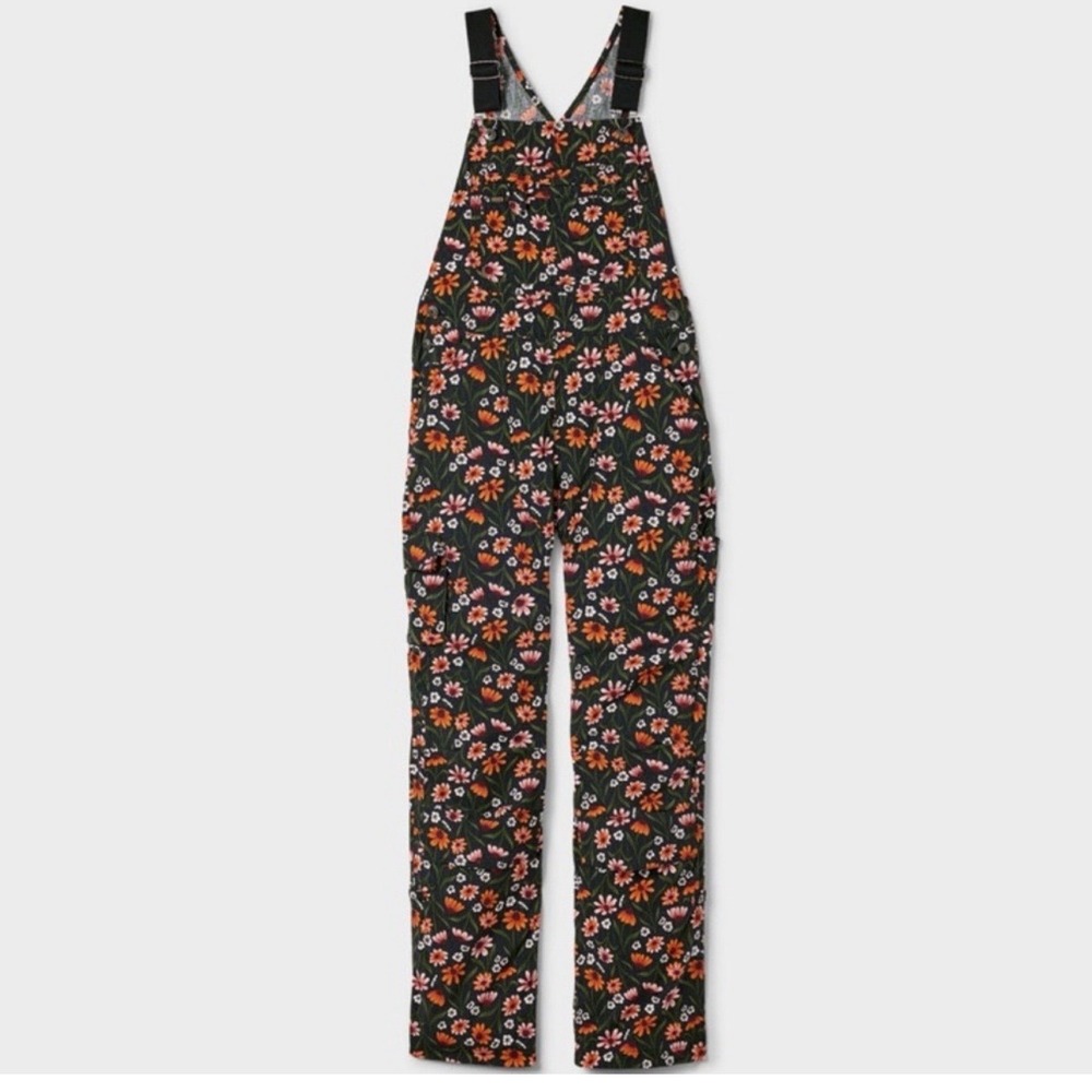 Duluth Trading Co Heirloom Gardening Bib Overalls Floral Print Multi Pocket